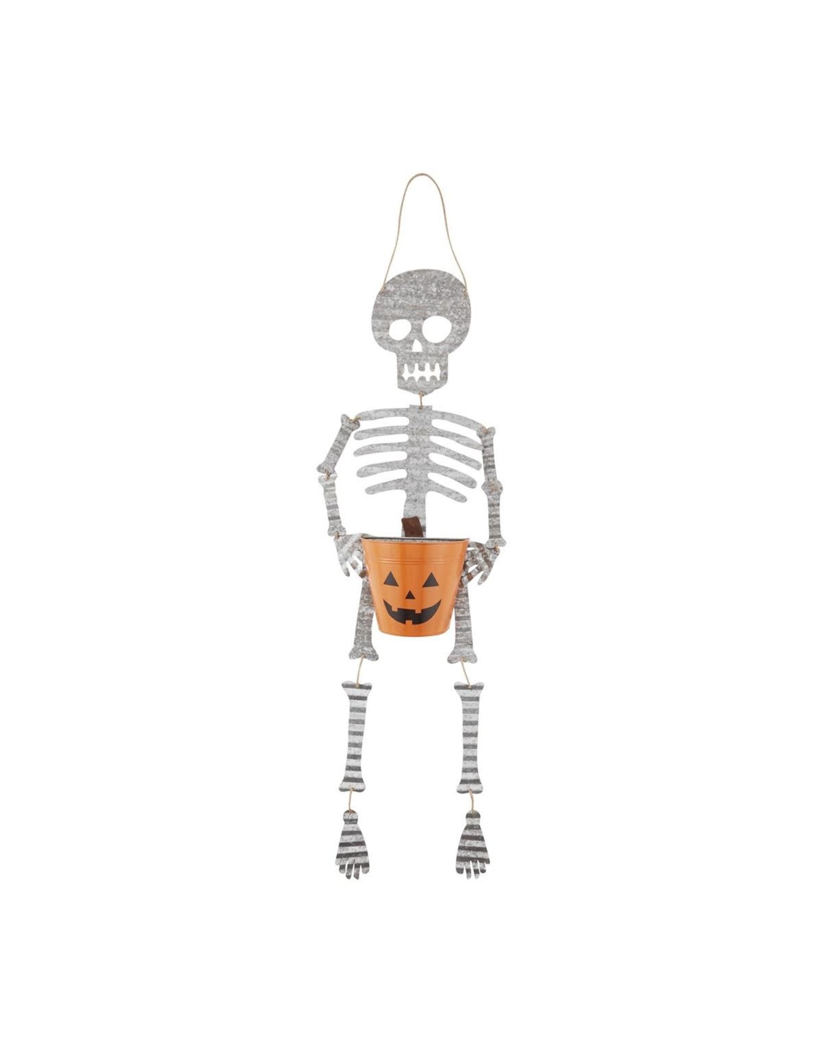 Mud Pie Halloween Tin Skeleton Candy Bucket Hanger 54 Inch