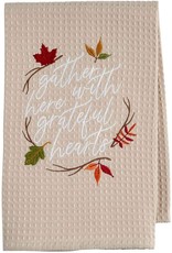 Mud Pie Thanksgiving Waffle Hand Towel Gather Here w Grateful Hearts