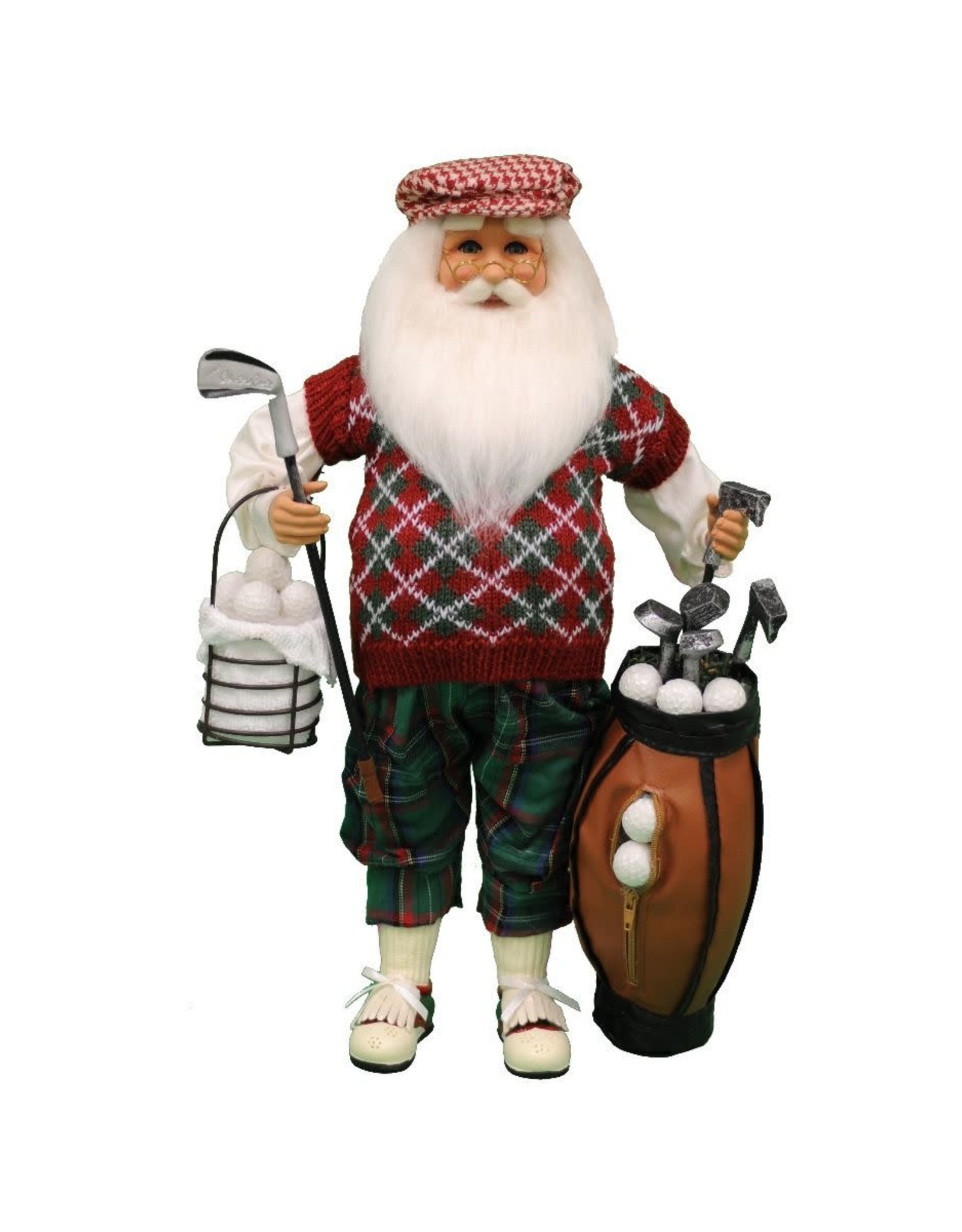 Karen Didion Golf Santa With Basket Christmas Decor