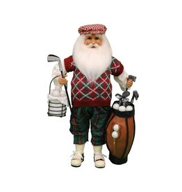 Karen Didion Golf Santa With Basket Christmas Decor