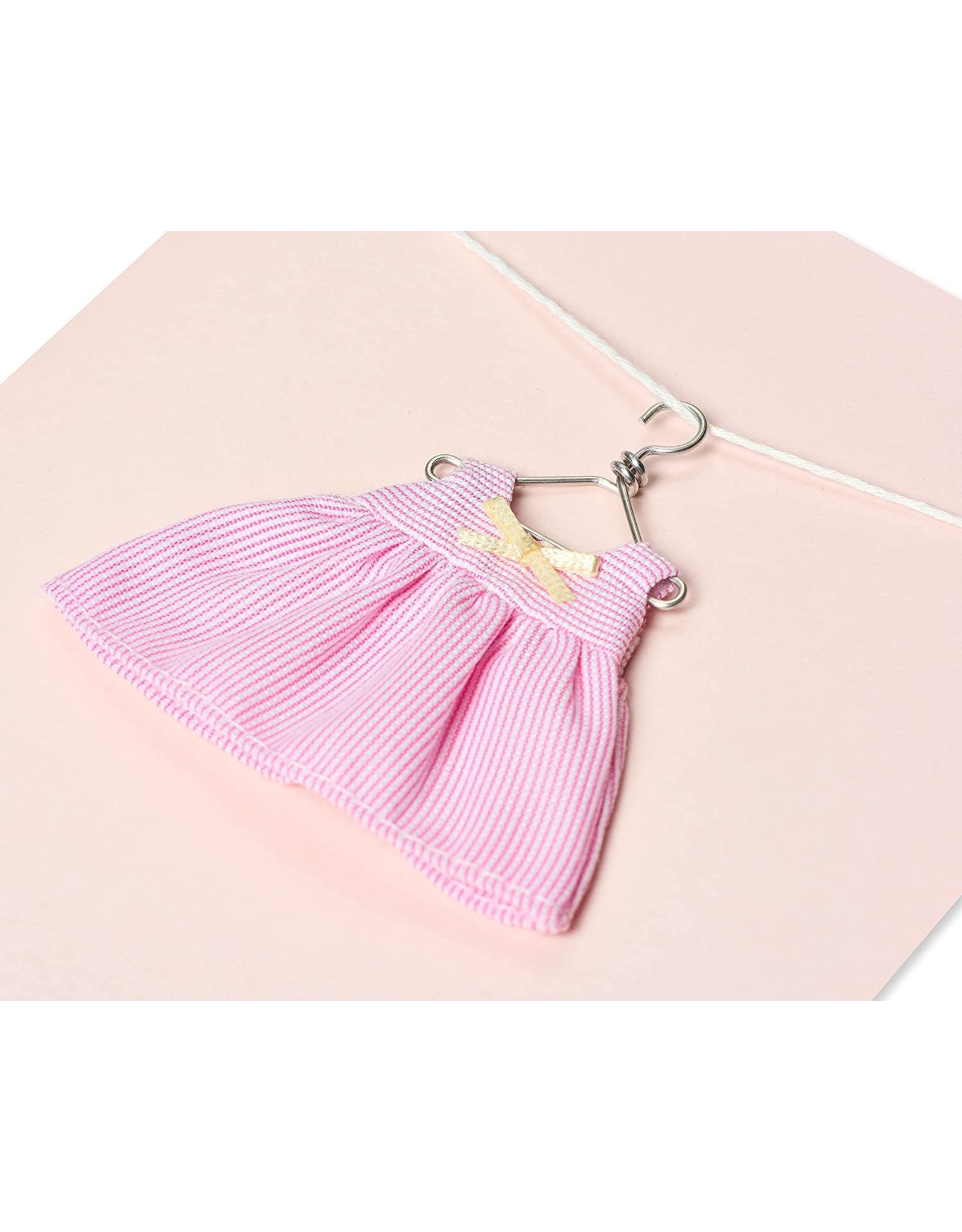 PAPYRUS® New Baby Card Pink Dress On Hanger New Baby Girl