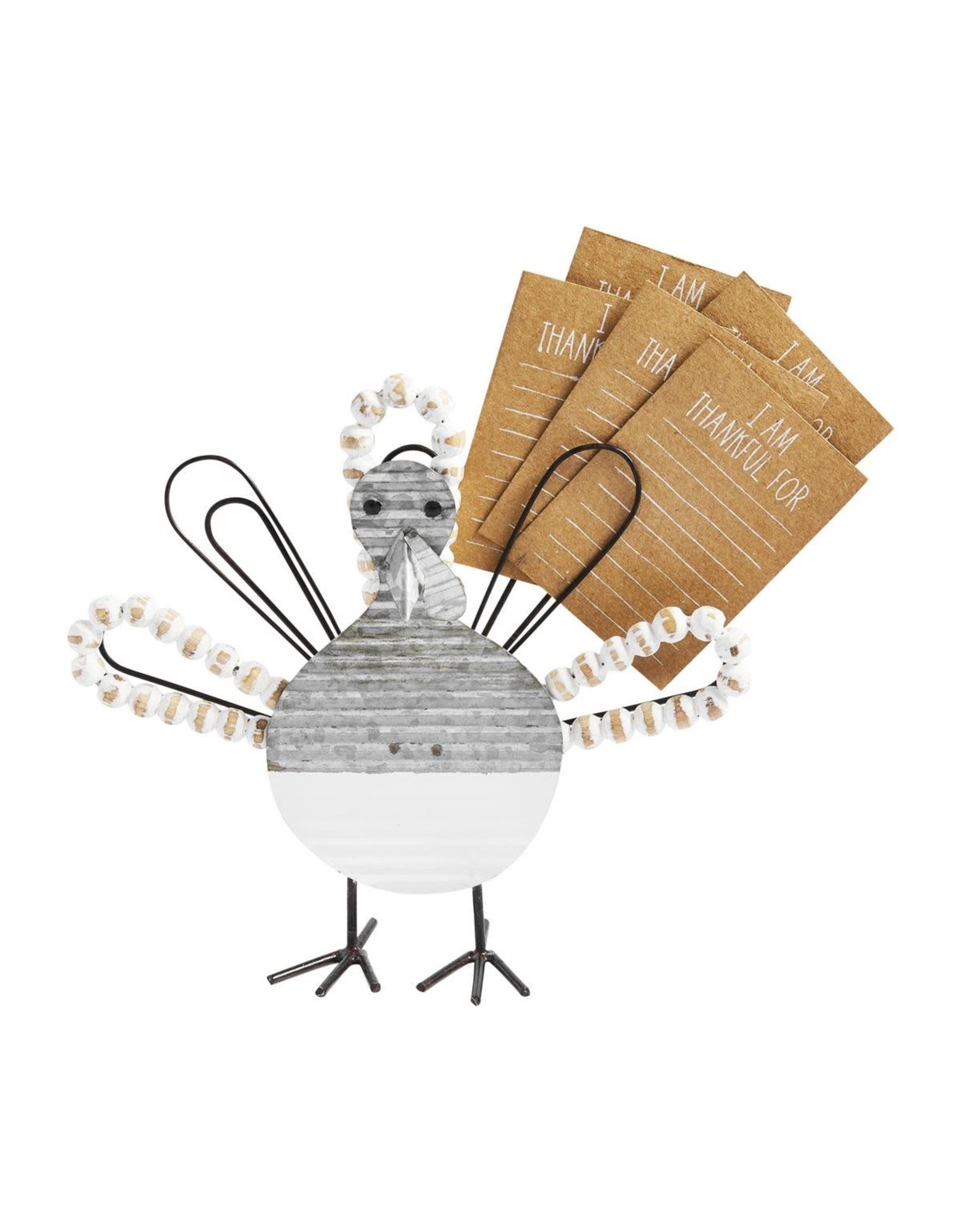 Mud Pie Thankful Turkey Card Holder With 5 - I Am Thankful For - Cards