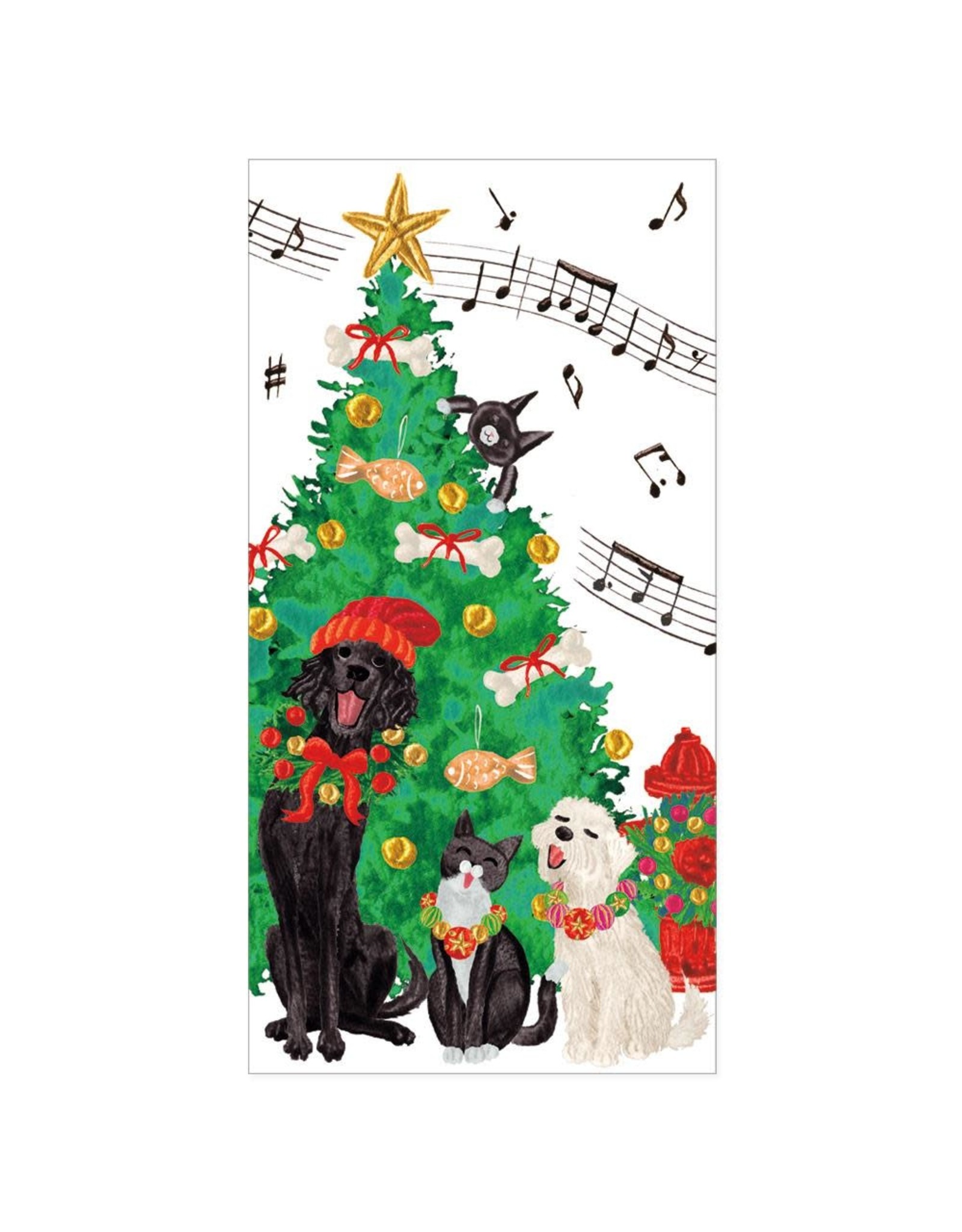 Caspari Christmas Money Holder Cards 4pk Caroling Pets