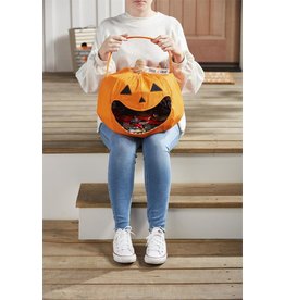 Mud Pie Halloween Pumpkin Candy Bag Lined Canvas Tote w Handle