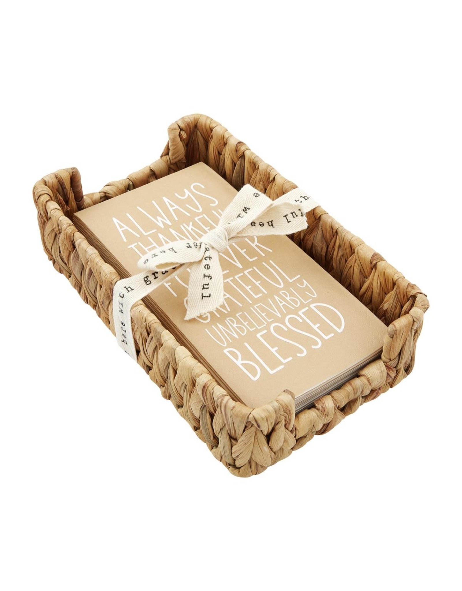Mud Pie Thanksgiving Blessed Guest Towel Napkin In Basket Set