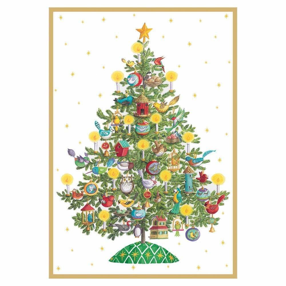 Caspari Christmas Cards Bird Christmas Tree Card Digs N Gifts