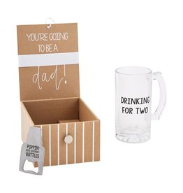 Mud Pie Dad To Be Beer Glass Baby Announcement Gift Set