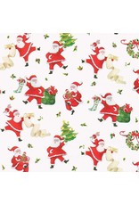 Caspari Christmas Gift Wrapping Paper 8ft Roll Dancing Santas