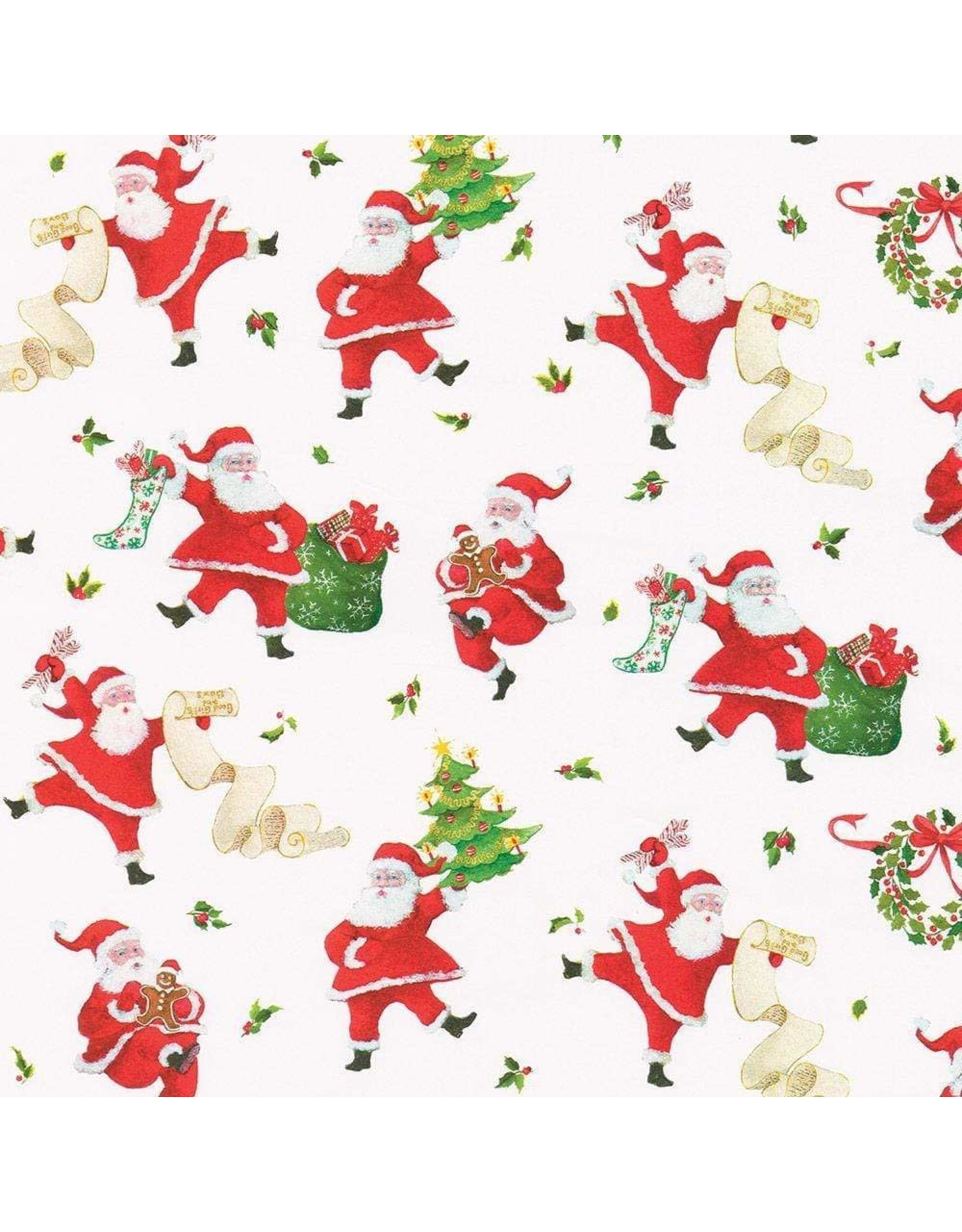 Caspari Christmas Gift Wrapping Paper 8ft Roll Dancing Santas