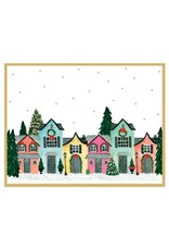 Caspari Boxed Christmas Cards 10pk Embossed Decorated House With Foil