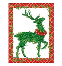 Caspari Boxed Christmas Cards 16pk Topiary Stag Deer