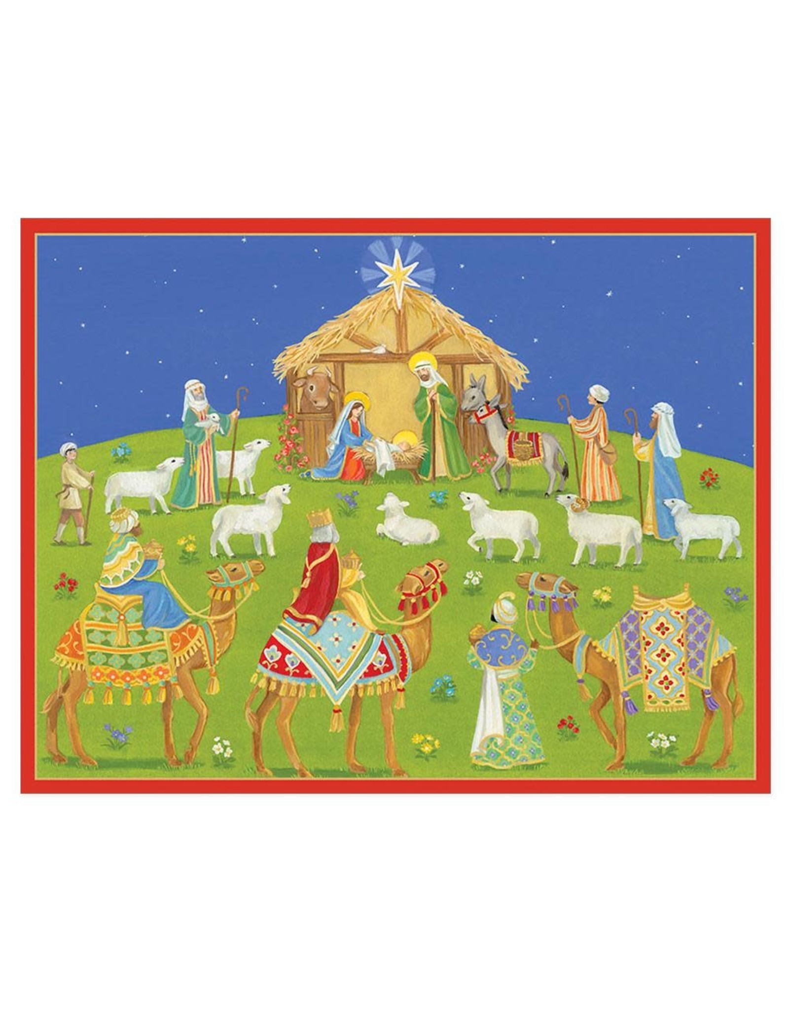 Caspari Boxed Christmas Cards 16pk Nativity Scene