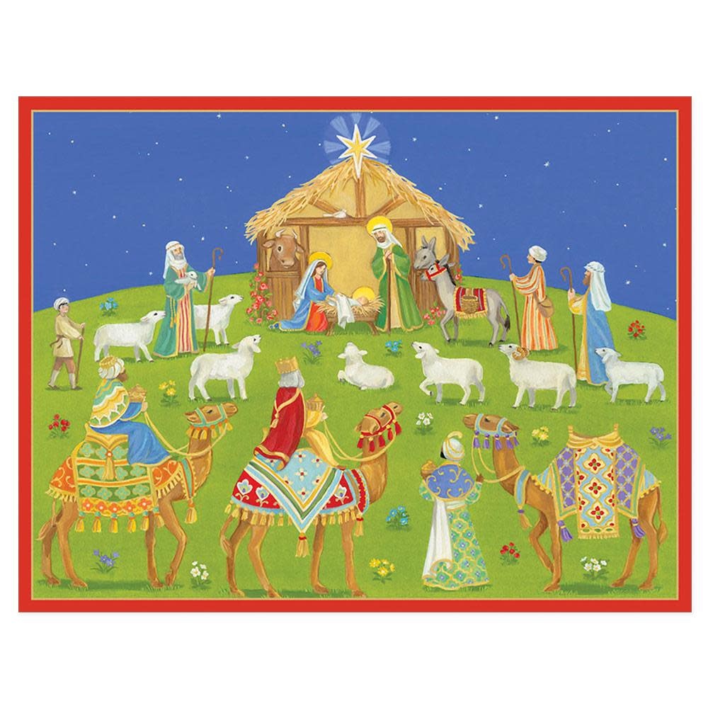 Caspari Boxed Christmas Cards 16pk Nativity Scene Digs N Gifts