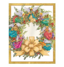 Caspari Boxed Christmas Cards 16pk Angel Wreath