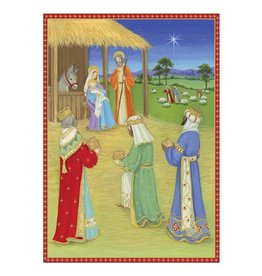 Caspari Boxed Christmas Cards 16pk Nativity Scene