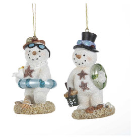 Kurt Adler Beach Snowman Ornament Couple Snow-MAN Snow-WOMAN