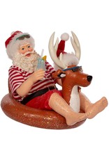 Kurt Adler Fabriche Beach Santa Sitting In Reindeer Float