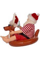 Kurt Adler Fabriche Beach Santa Sitting In Reindeer Float