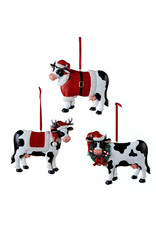 Kurt Adler Christmas Cow Ornaments Set of 3 Assorted