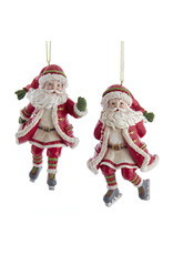 Kurt Adler Skating Santa Ornaments 2 Assorted