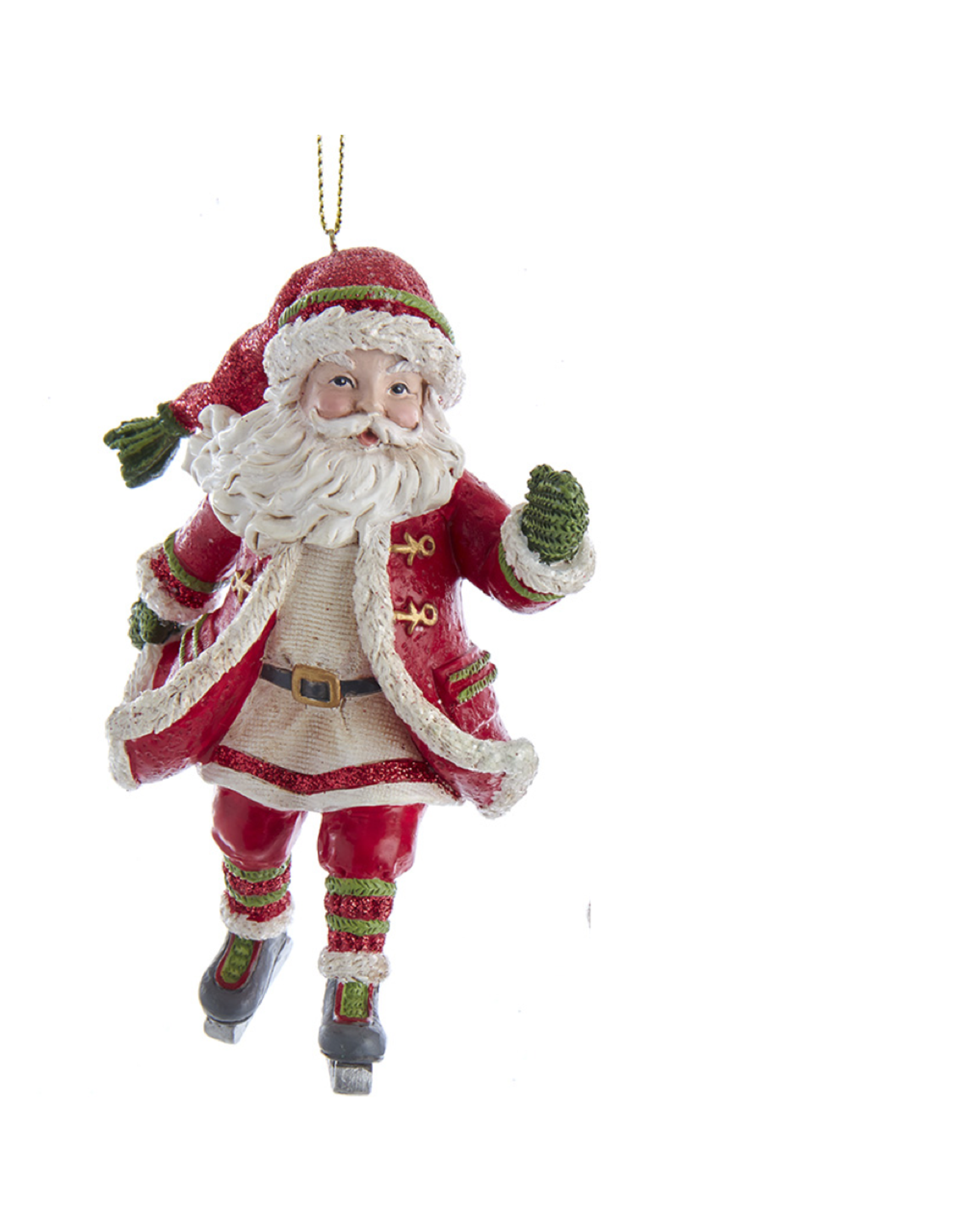 Kurt Adler Skating Santa Ornament With Hand Out