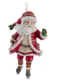 Kurt Adler Skating Santa Ornament With Hand Out