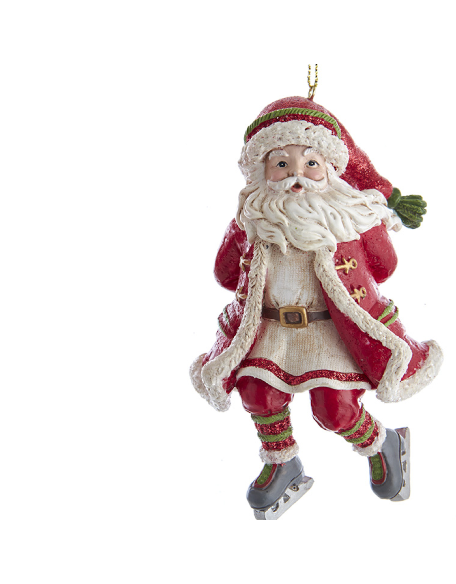 Kurt Adler Skating Santa Ornament With Hands Behind His Back