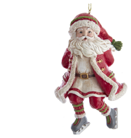 Kurt Adler Skating Santa Ornament With Hands Behind His Back