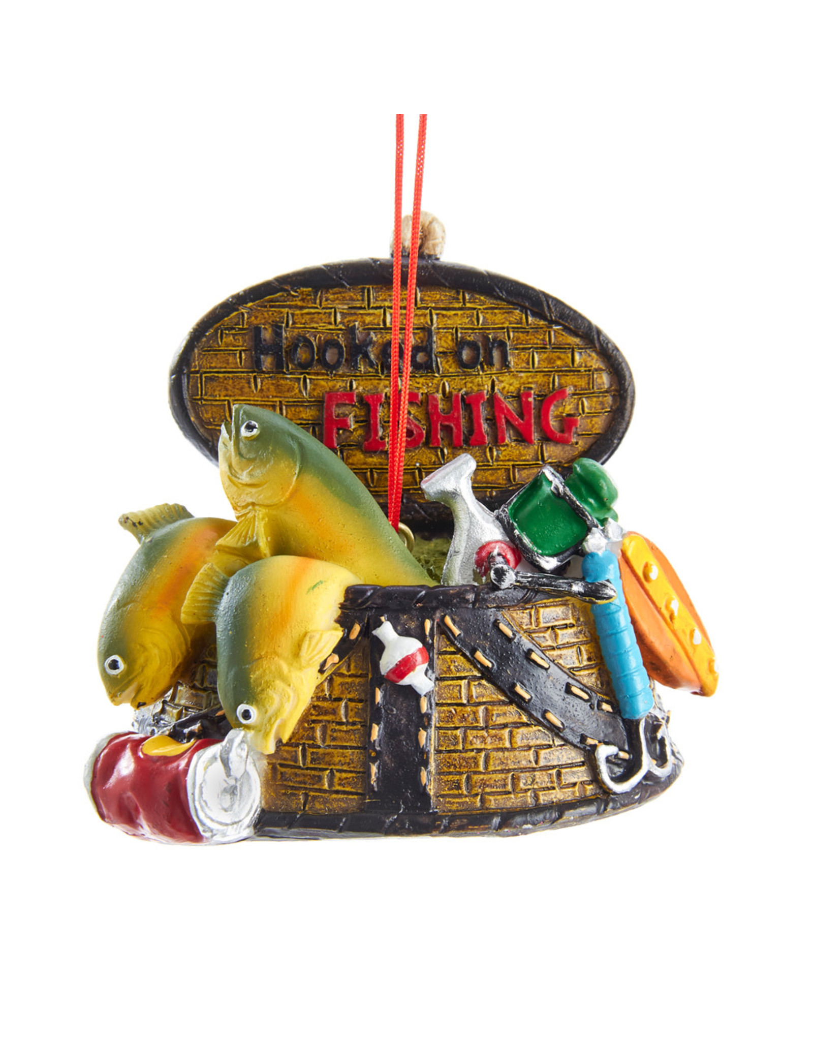 Kurt Adler Hooked On Fishing Basket Ornament 3 Inch