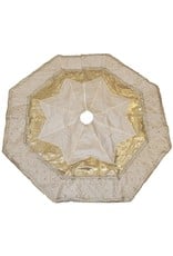 Kurt Adler Christmas Tree Skirt 52 inch Ivory-Gold w Quilted Border