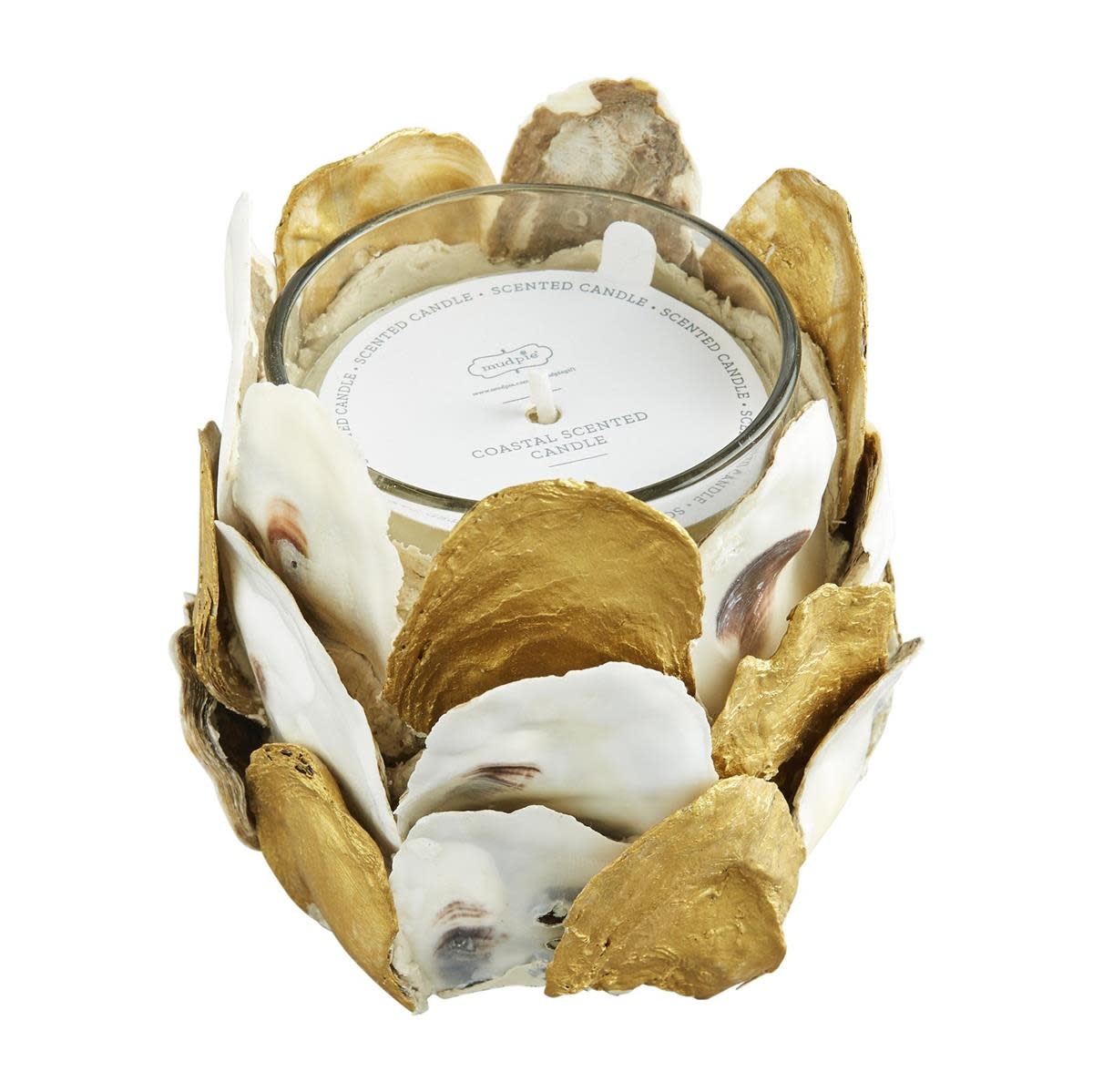 Mud Pie Oyster Shell Candle With Gold Accents Digs N Gifts