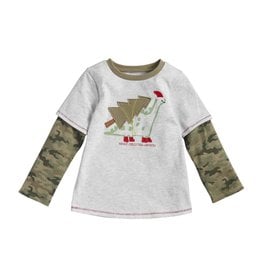 Mud Pie Kids Gifts Christmas Tee Shirt Camouflage Dinosaur Large 4T-5T
