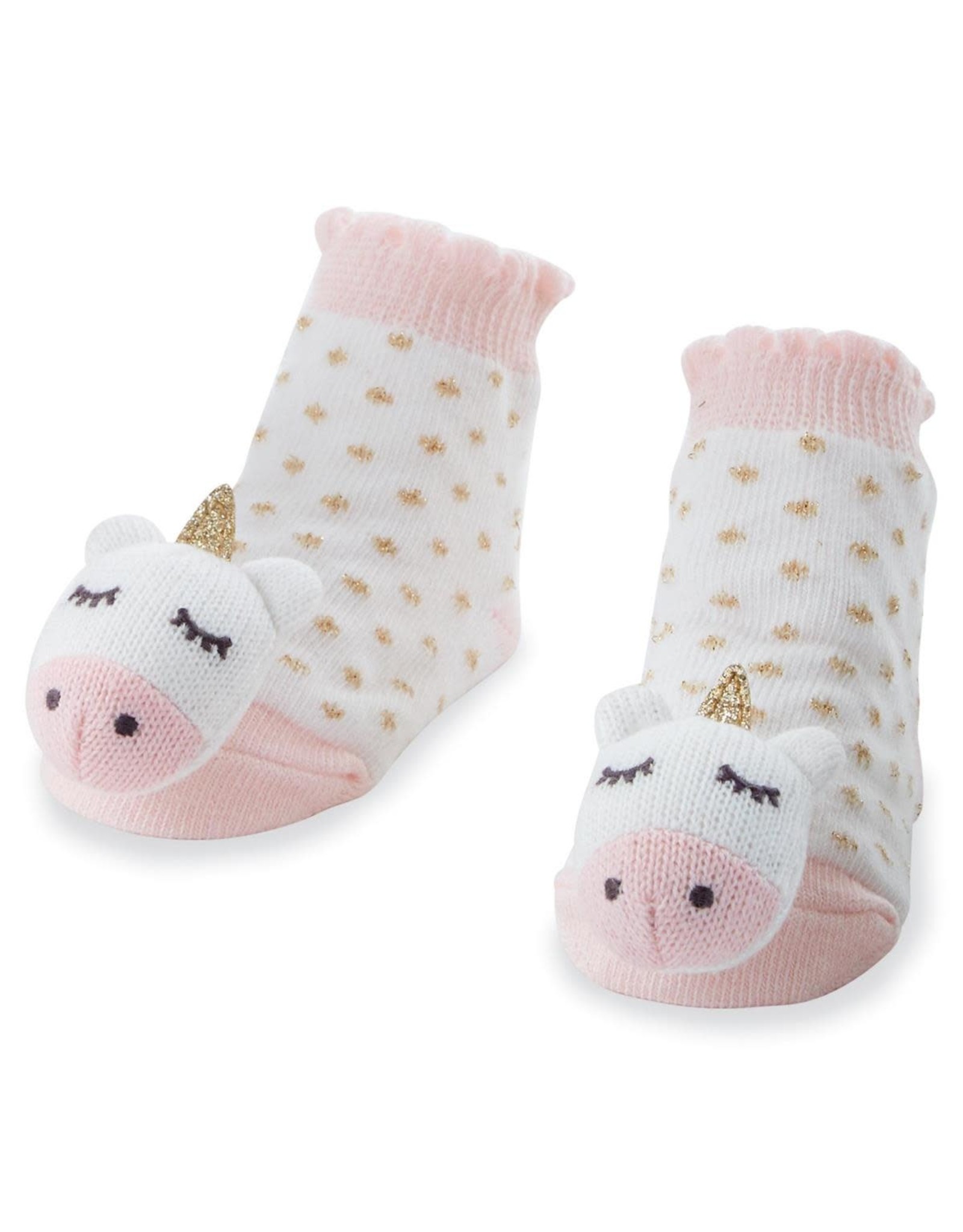 Mud Pie Baby Gifts Pink Unicorn Rattle Toe Socks