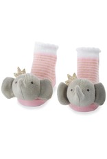 Mud Pie Baby Gifts Pink Crowned Elephant Rattle Toe Socks