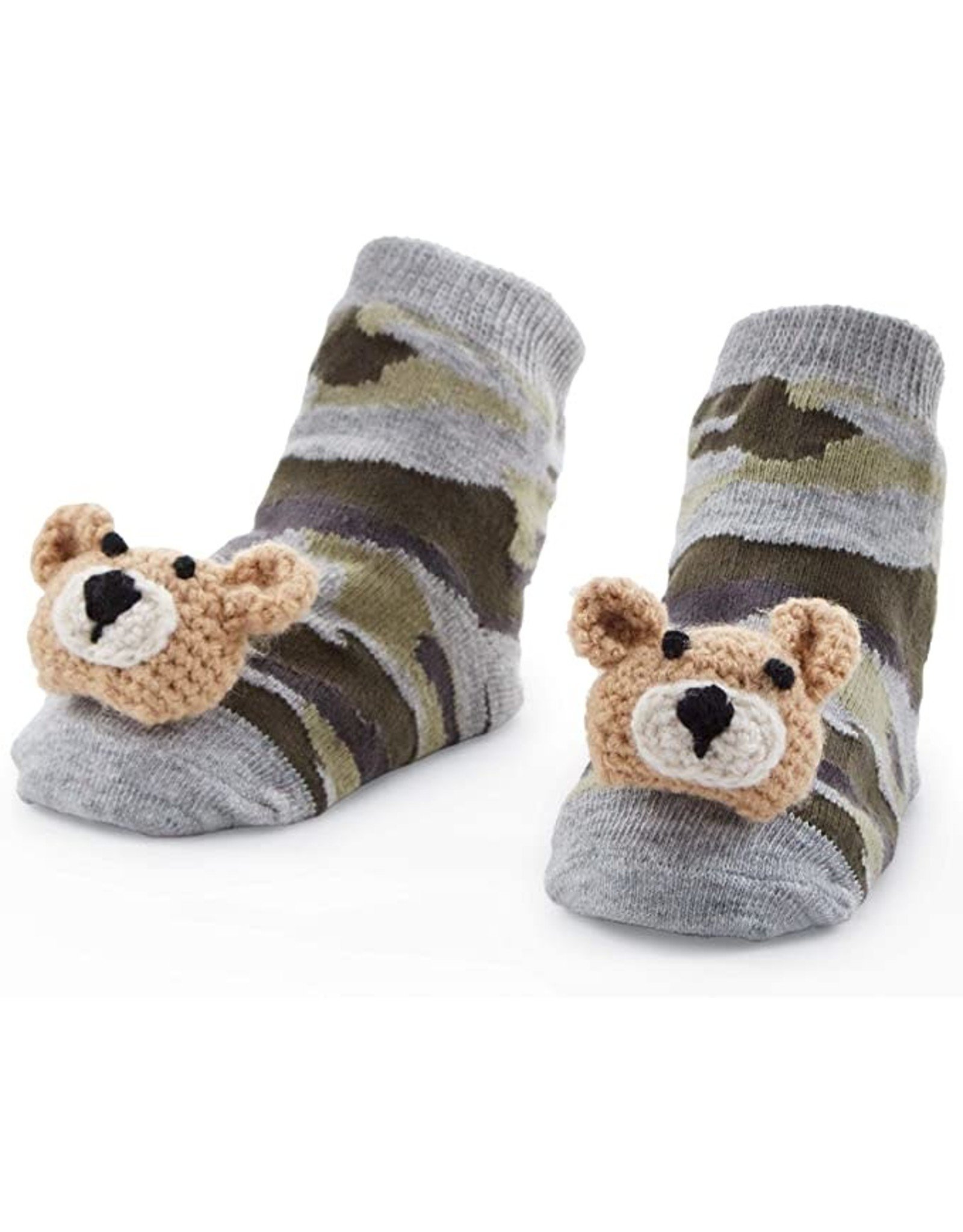 Mud Pie Baby Gifts Camouflage Bear Rattle Toe Socks