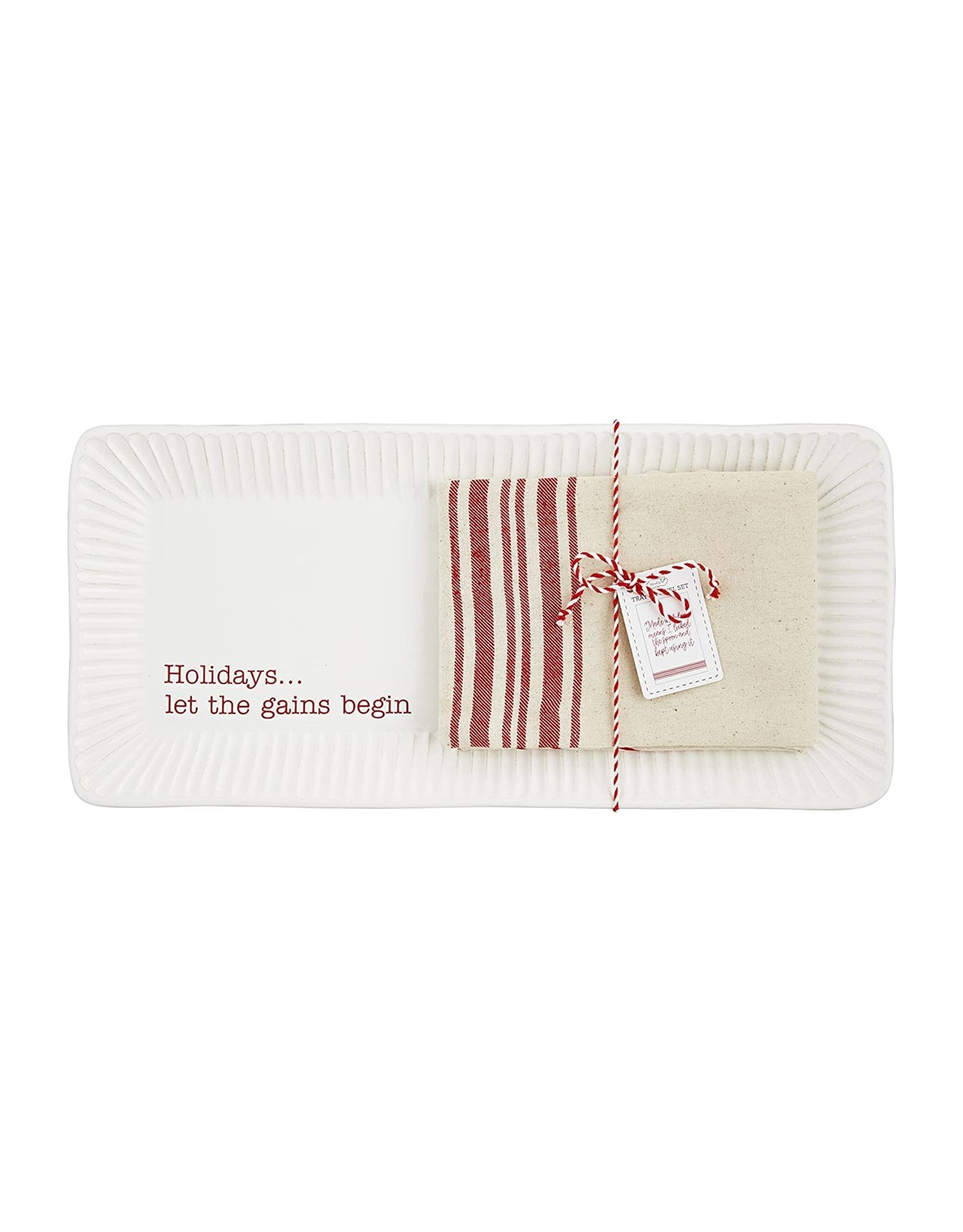 Mud Pie Christmas Holiday Hostess Tray Towel Set Let The Gains Begin