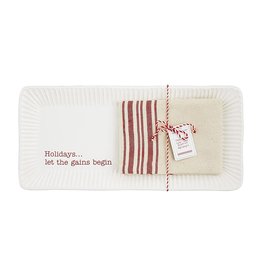 Mud Pie Christmas Holiday Hostess Tray Towel Set Let The Gains Begin