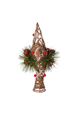 Kurt Adler Christmas Tree Topper Coastal Rope Star w Pinecones n Berries