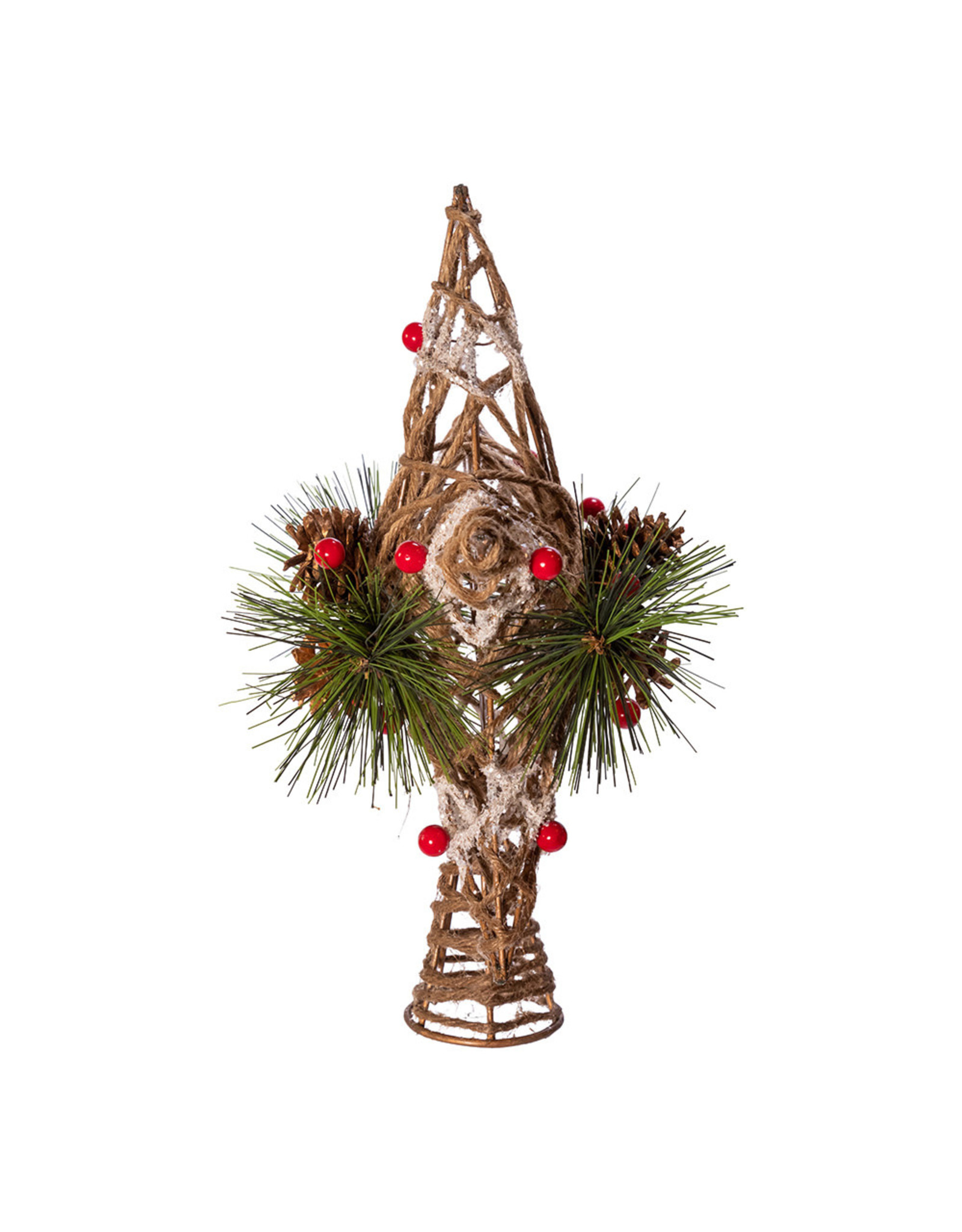 Kurt Adler Christmas Tree Topper Coastal Rope Star w Pinecones n Berries
