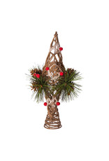 Kurt Adler Christmas Tree Topper Coastal Rope Star w Pinecones n Berries