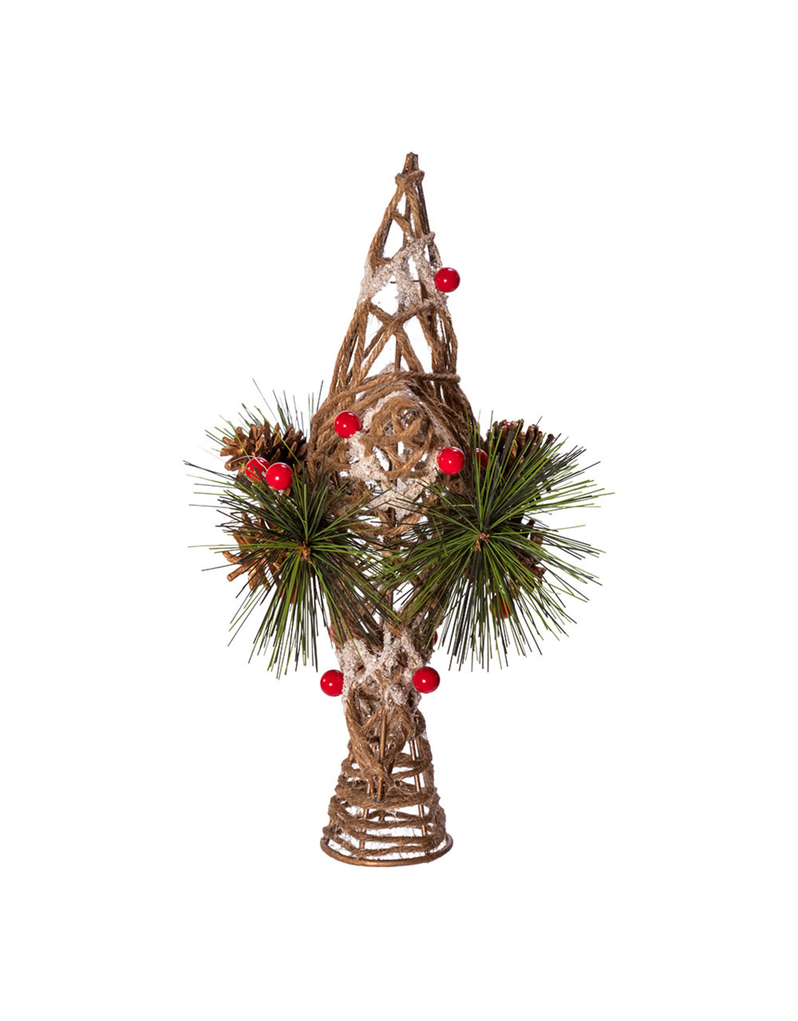 Kurt Adler Christmas Tree Topper Coastal Rope Star w Pinecones n Berries