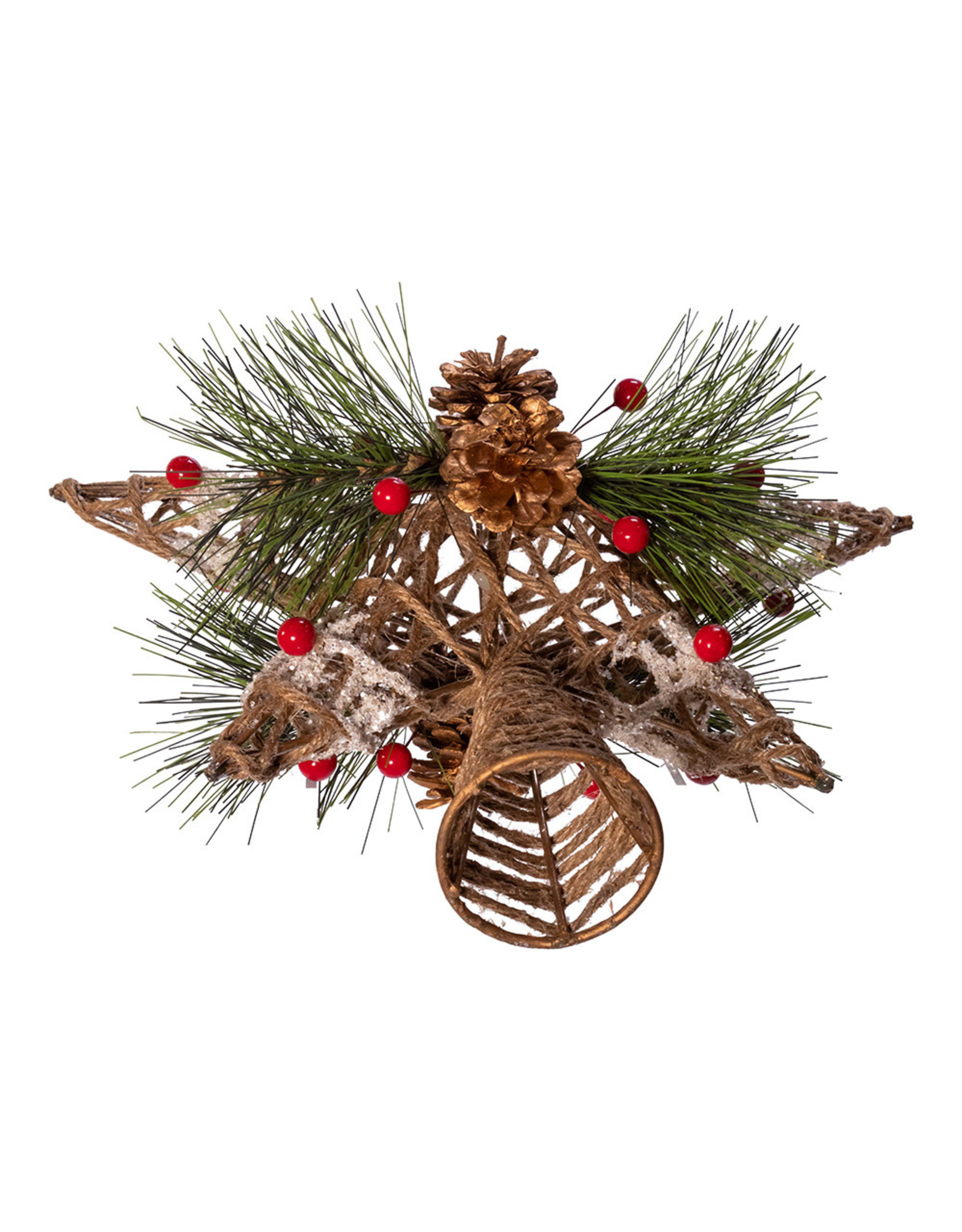Kurt Adler Christmas Tree Topper Coastal Rope Star w Pinecones n Berries