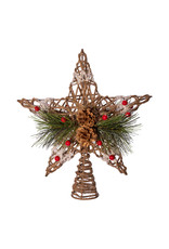 Kurt Adler Christmas Tree Topper Coastal Rope Star w Pinecones n Berries