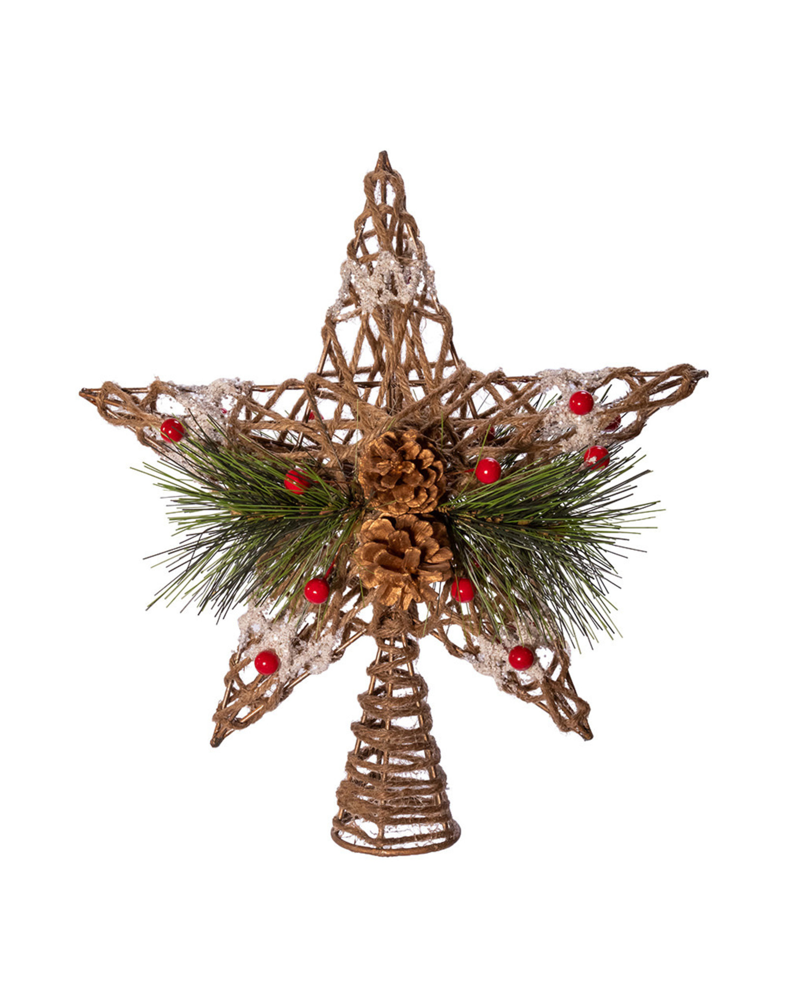 Kurt Adler Christmas Tree Topper Coastal Rope Star w Pinecones n Berries