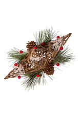 Kurt Adler Christmas Tree Topper Coastal Rope Star w Pinecones n Berries