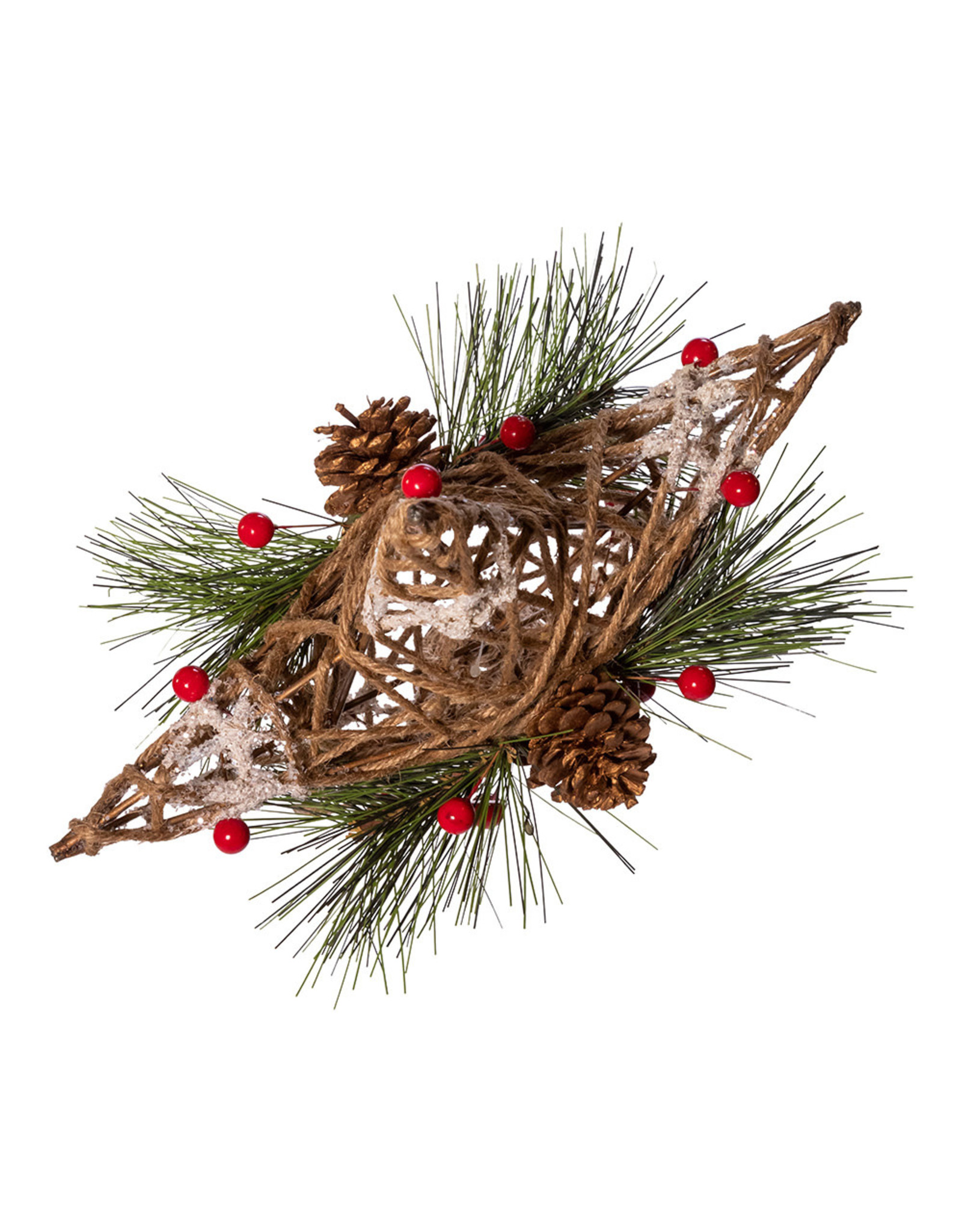 Kurt Adler Christmas Tree Topper Coastal Rope Star w Pinecones n Berries