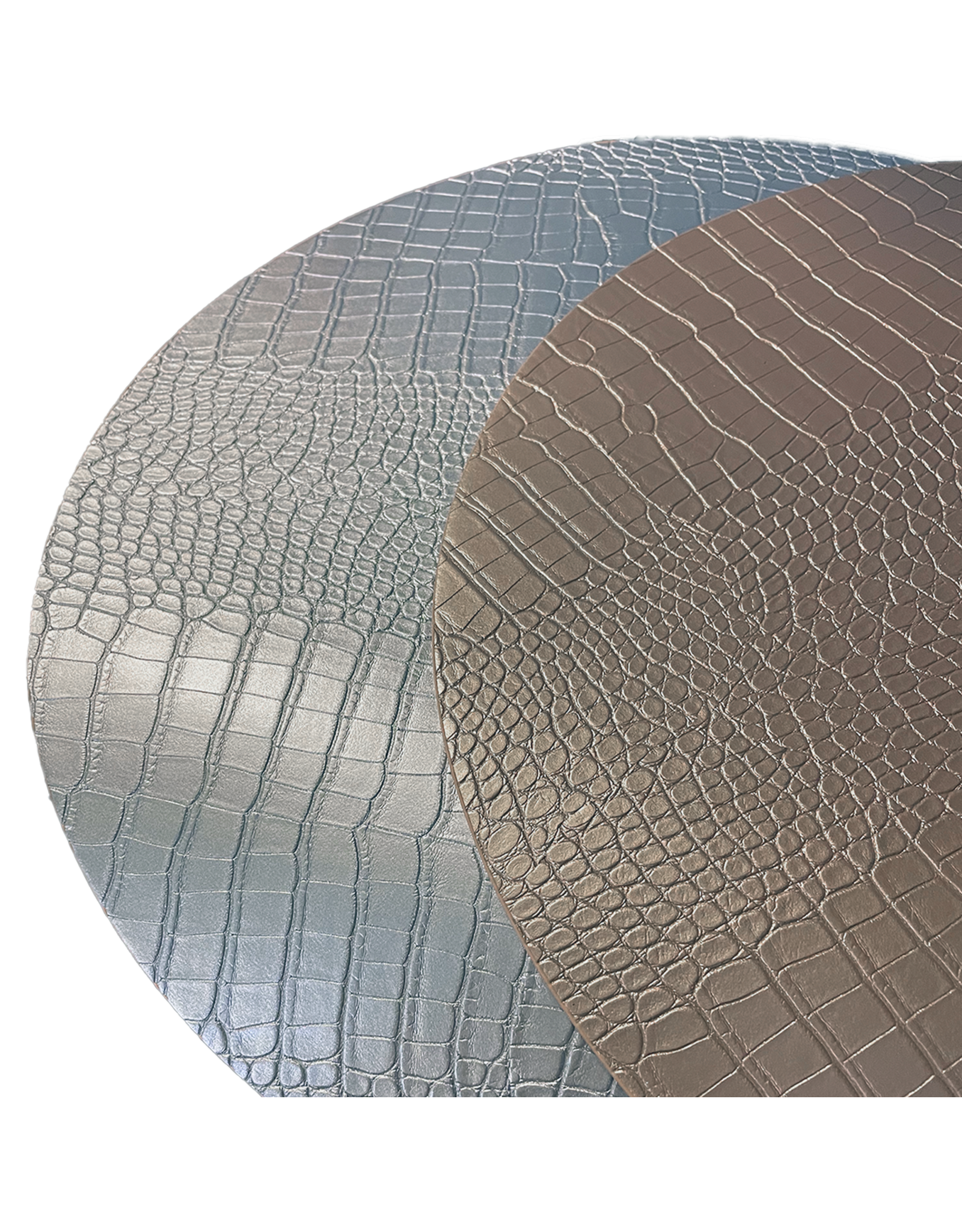 Beatriz Ball Croc Reversible 16 Round Placemats Set of 4 Gold Silver