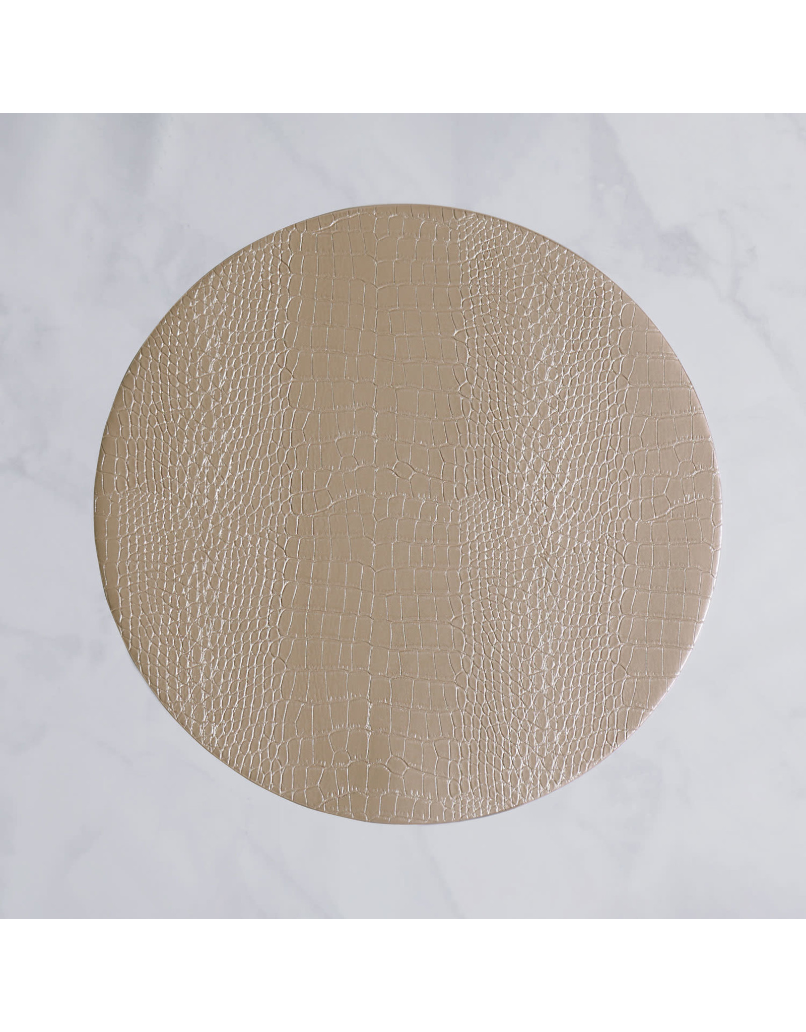 Beatriz Ball Croc Reversible 16 Round Placemats Set of 4 Gold Silver