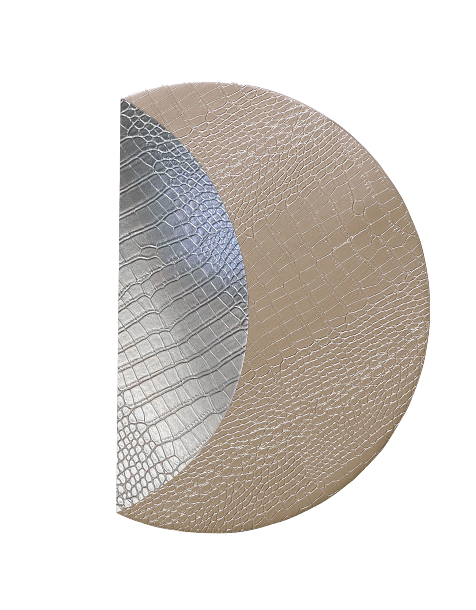 Beatriz Ball Croc Reversible 16 Round Placemats Set of 4 Gold Silver