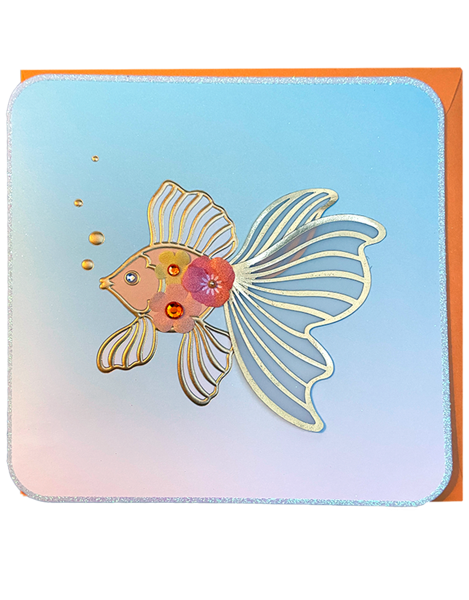 PAPYRUS® Blank Note Card Gemmed Bold Gold Fish